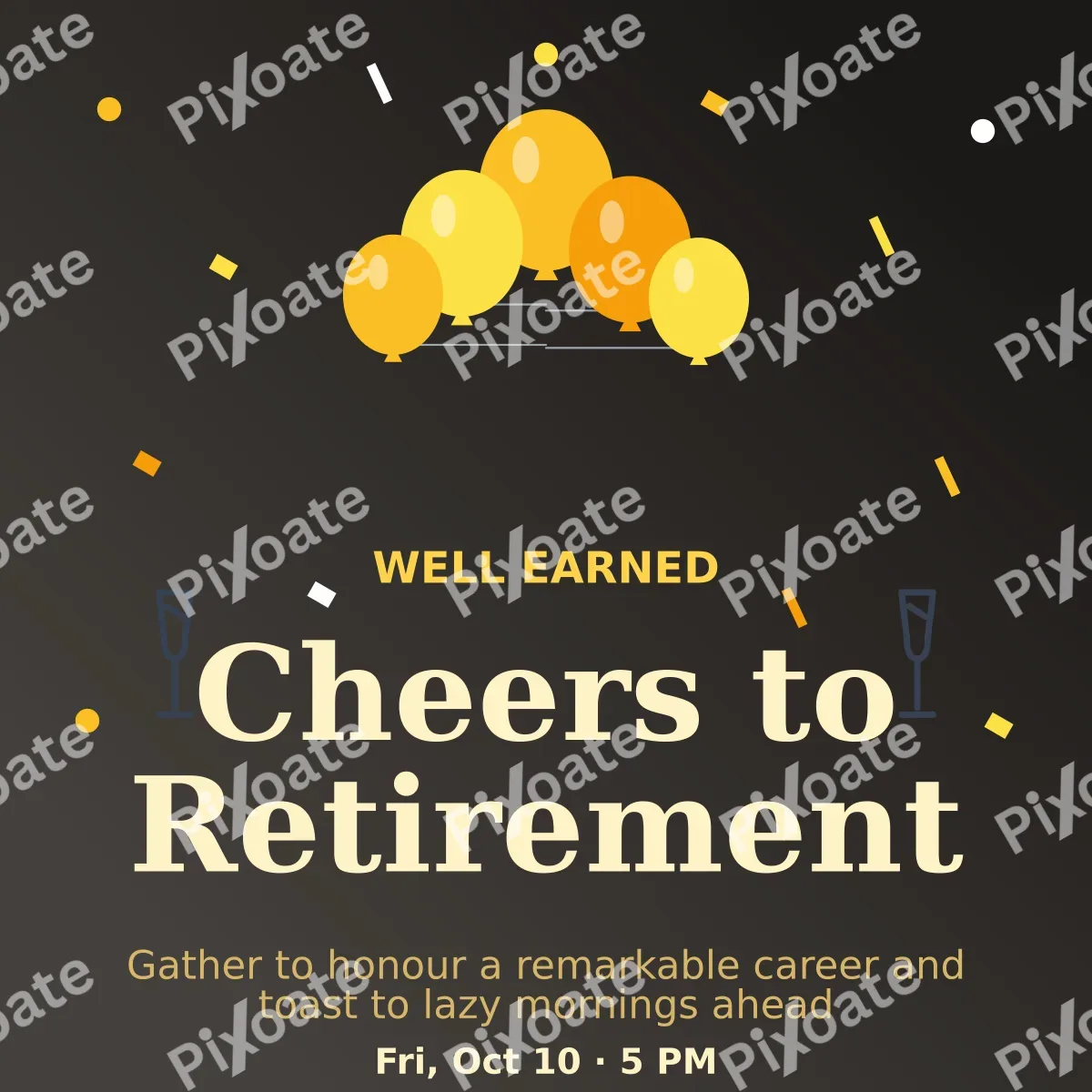 Retirement Toast Retirement Toast — editable black personal template, instagram post
