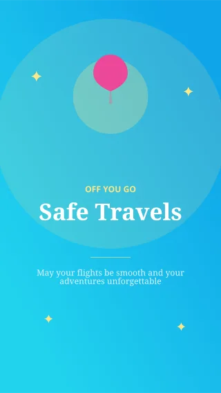 Safe Travels — editable blue personal template, story / reel