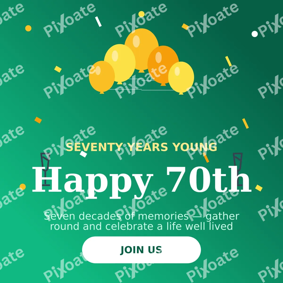 Seventieth Birthday Seventieth Birthday — editable green personal template, instagram post