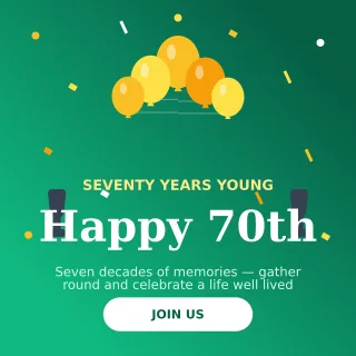Seventieth Birthday — editable green personal template, instagram post