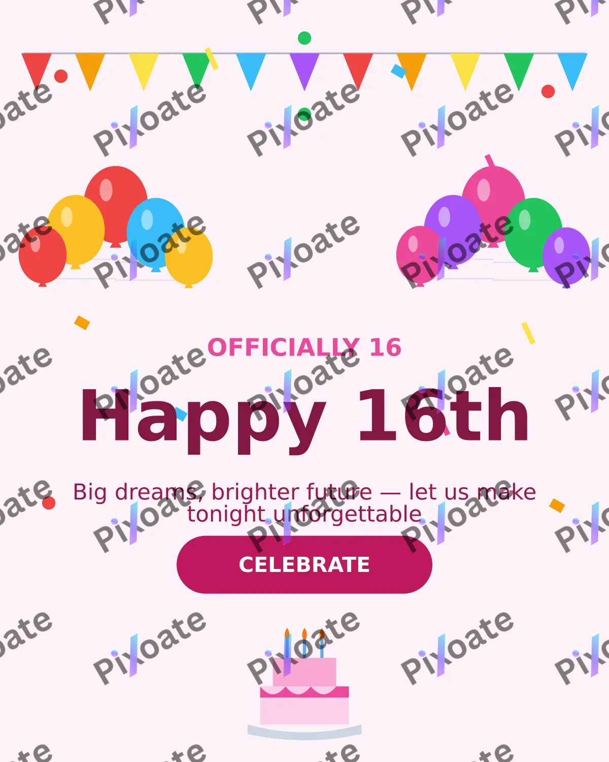 Sixteenth Birthday Sixteenth Birthday — editable white personal template, instagram portrait