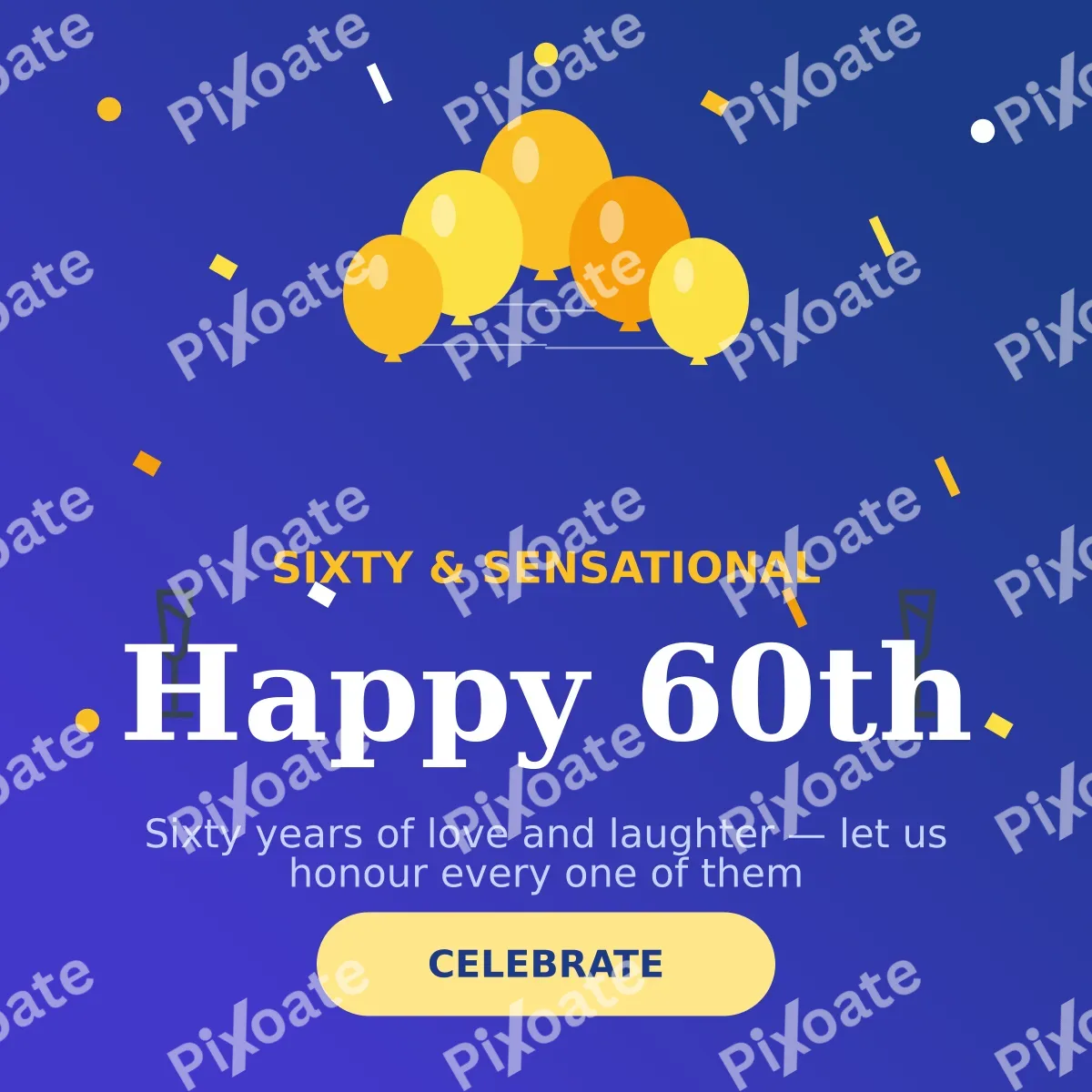 Sixtieth Birthday — editable blue personal template, instagram post