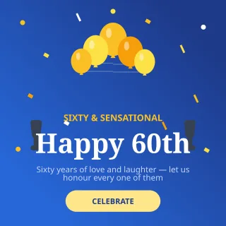 Sixtieth Birthday — editable blue personal template, instagram post