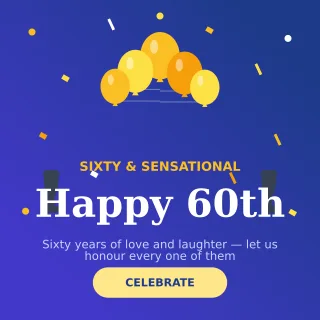 Sixtieth Birthday — editable blue personal template, instagram post