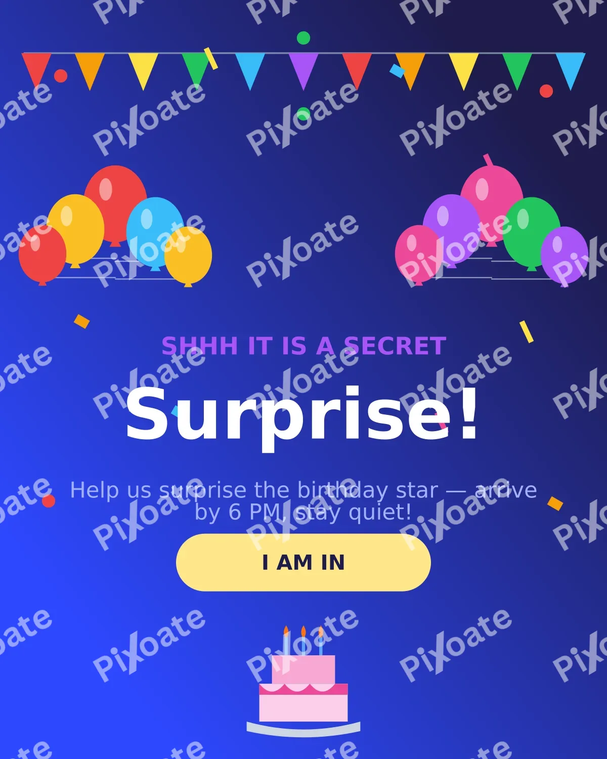 Surprise Party Surprise Party — editable blue personal template, instagram portrait