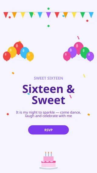 Sweet Sixteen — editable white personal template, story / reel