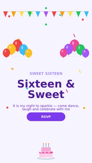 Sweet Sixteen — editable white personal template, story / reel