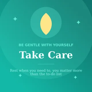 Take Care — editable teal personal template, instagram post