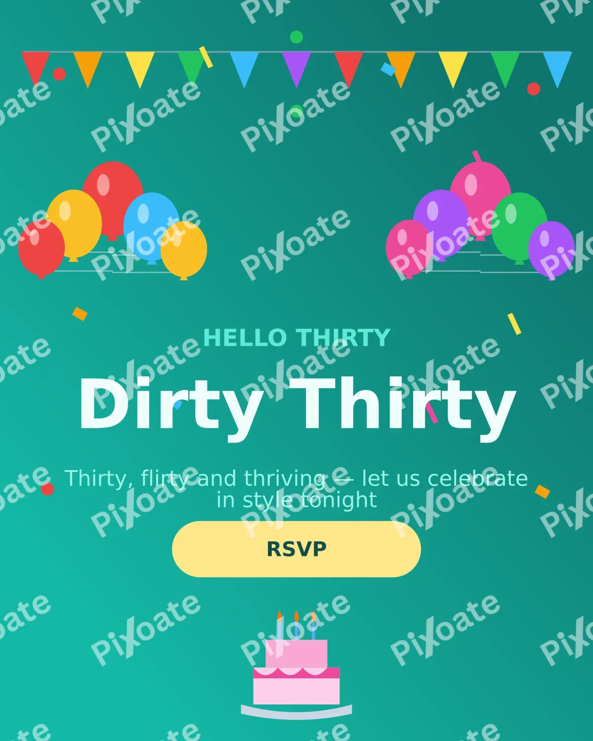 Thirtieth Birthday Thirtieth Birthday — editable teal personal template, instagram portrait