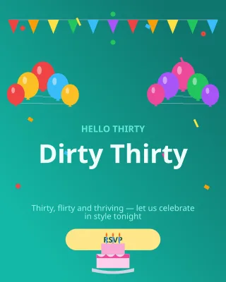 Thirtieth Birthday — editable teal personal template, instagram portrait