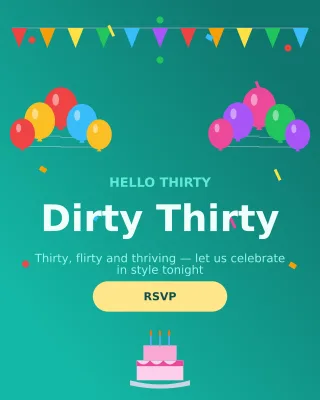 Thirtieth Birthday — editable teal personal template, instagram portrait