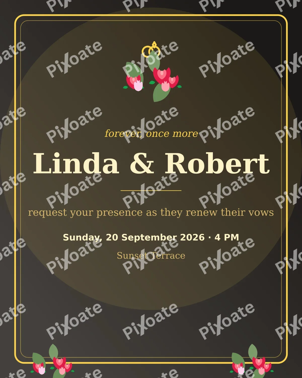 Vow Renewal Gold Vow Renewal Gold — editable black personal template, instagram portrait