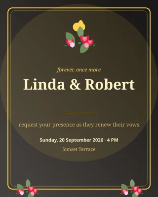 Vow Renewal Gold — editable black personal template, instagram portrait