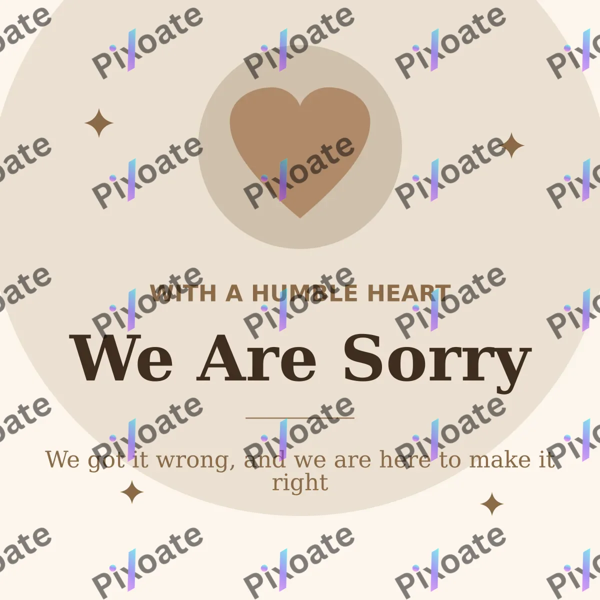 We Are Sorry — editable white personal template, instagram post