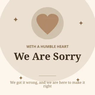 We Are Sorry — editable white personal template, instagram post