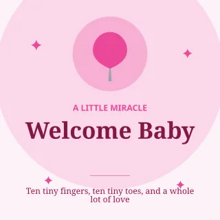 Welcome Baby — editable white personal template, instagram post