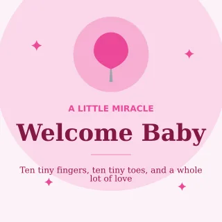 Welcome Baby — editable white personal template, instagram post