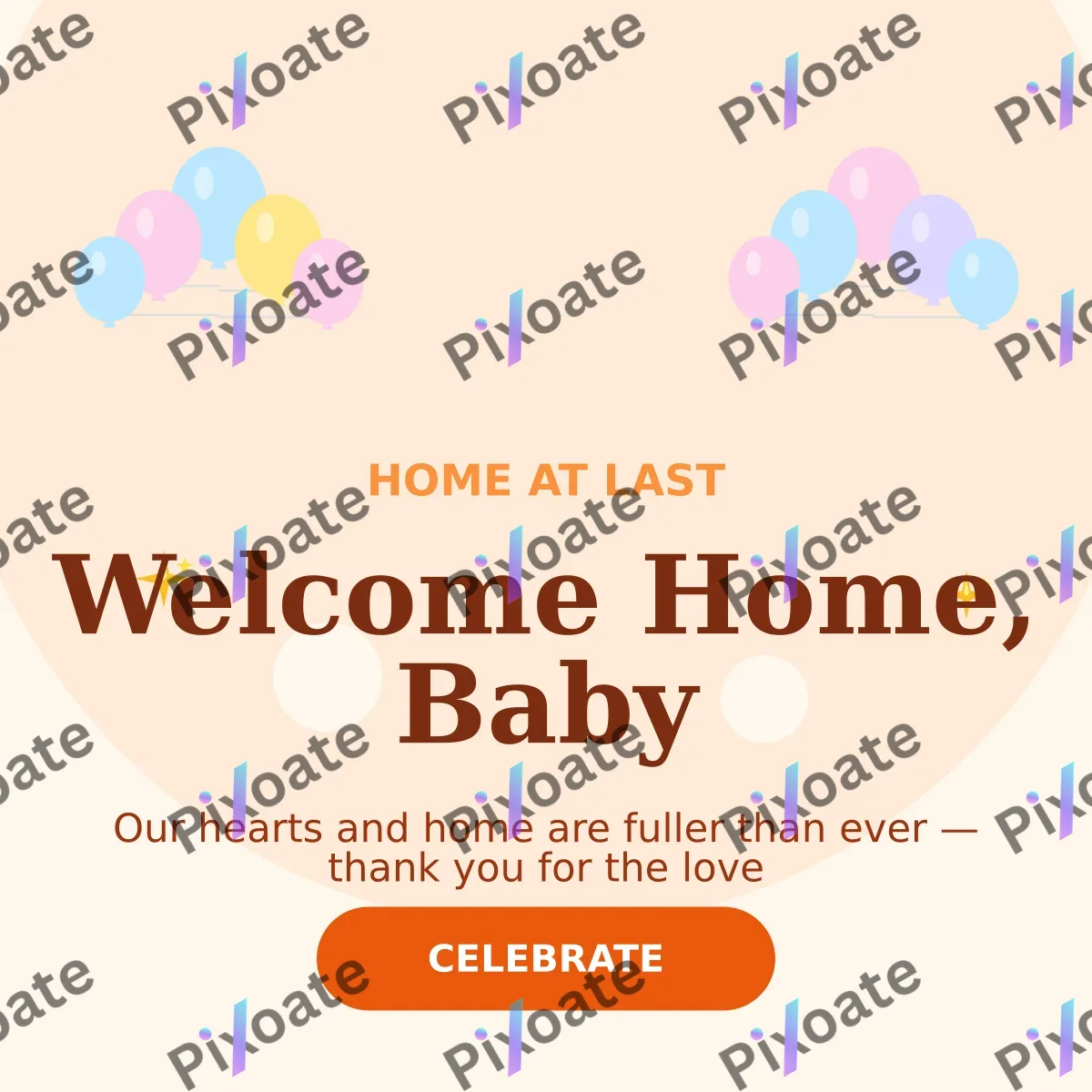 Welcome Home Baby Welcome Home Baby — editable white personal template, instagram post