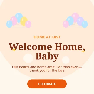 Welcome Home Baby — editable white personal template, instagram post