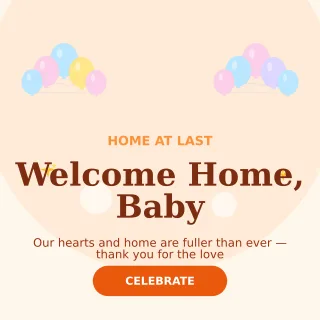 Welcome Home Baby — editable white personal template, instagram post
