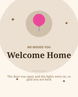 Welcome Home — editable white personal template, instagram portrait