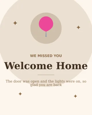 Welcome Home — editable white personal template, instagram portrait