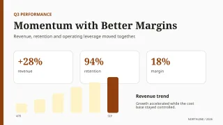 Quarterly Results Data Slide — Editorial Amber — editable white presentation slide template, youtube thumbnail