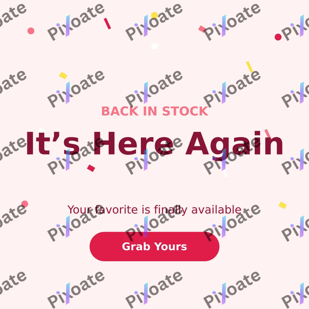 Back in Stock Back in Stock — editable white product template, instagram post
