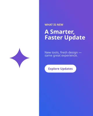 Feature Update — editable purple product template, instagram portrait