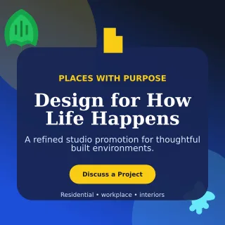 Botanical Architecture Studio Social Post — editable blue professional services template, instagram post