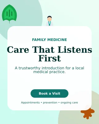 Botanical Doctor Practice Poster — editable white professional services template, instagram portrait
