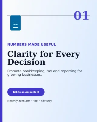 Editorial Accounting Service Poster — editable white professional services template, instagram portrait