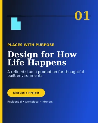 Editorial Architecture Studio Poster — editable blue professional services template, instagram portrait