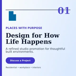 Editorial Architecture Studio Social Post — editable white professional services template, instagram post
