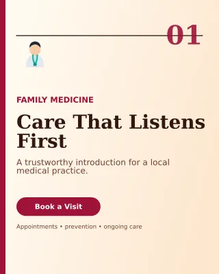 Editorial Doctor Practice Poster — editable white professional services template, instagram portrait