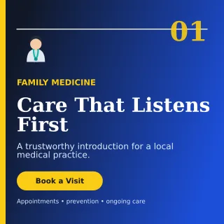 Editorial Doctor Practice Social Post — editable blue professional services template, instagram post