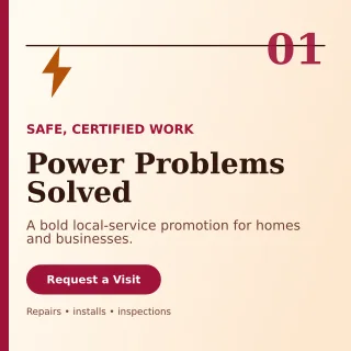 Editorial Electrician Service Social Post — editable white professional services template, instagram post