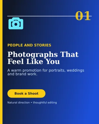 Editorial Photography Service Poster — editable blue professional services template, instagram portrait
