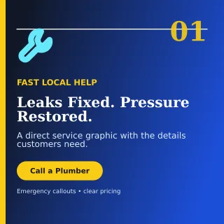 Editorial Plumbing Service Social Post — editable blue professional services template, instagram post