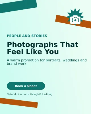 Kinetic Photography Service Poster — editable white professional services template, instagram portrait