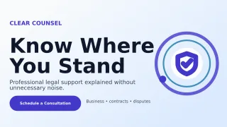 Orbit Legal Practice Wide Ad — editable white professional services template, youtube thumbnail