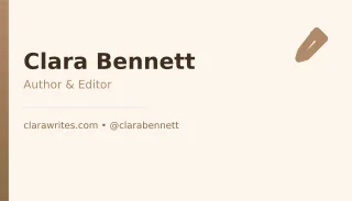 Author Card — editable white professional services template, business card