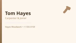 Carpenter Card — editable white professional services template, business card