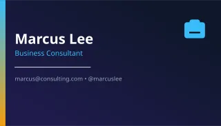 Consultant Card — editable blue professional services template, business card