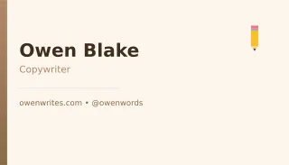 Copywriter Card Copywriter Card — editable white professional services template, business card