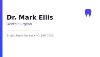 Dentist Card Dentist Card — editable white professional services template, business card