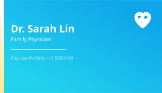 Doctor Card — editable blue professional services template, business card
