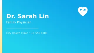 Doctor Card — editable blue professional services template, business card