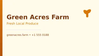 Farm Card — editable white professional services template, business card