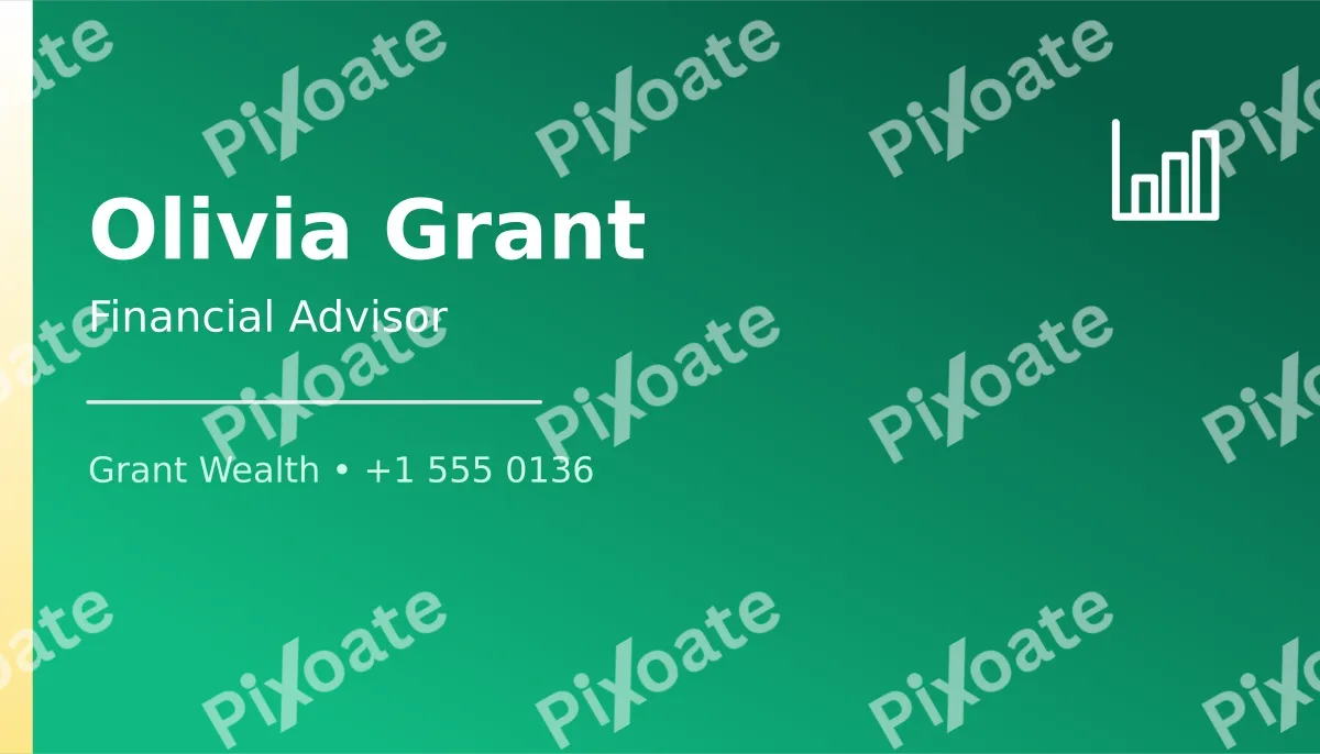 Financial Advisor Financial Advisor — editable green professional services template, business card